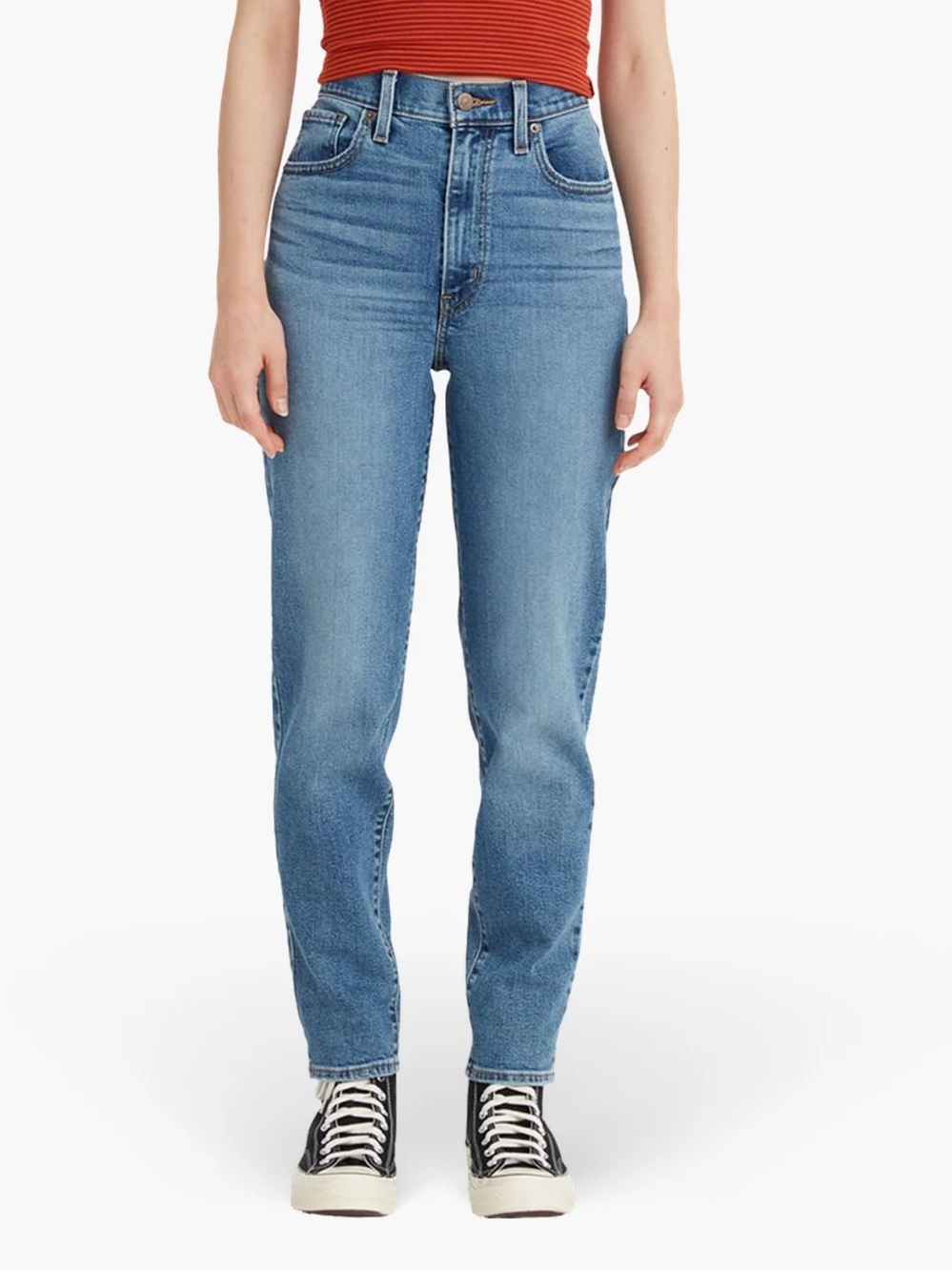 LEVI'S High Waisted Mom Jeans Size 32 In Medium Indigo Worn In - Blue